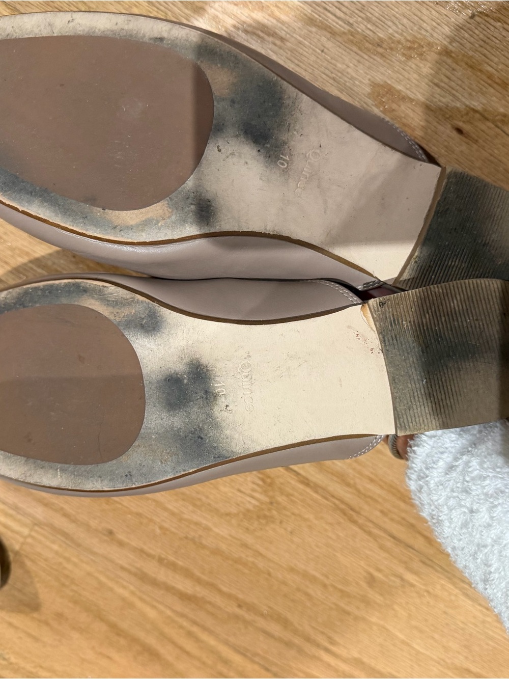 Quince Taupe Leather Slip-On Mules with Gold Horsebit - Picture 3 of 3